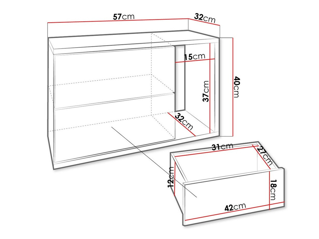 Noćni ormarić Hederos (Bijela + Sjajno bijela)