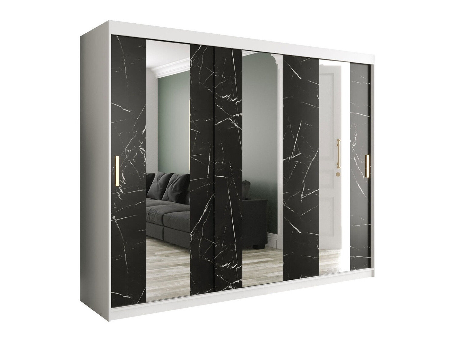 Ormar Hartford 245 (Mat bijela + Crni mramor)