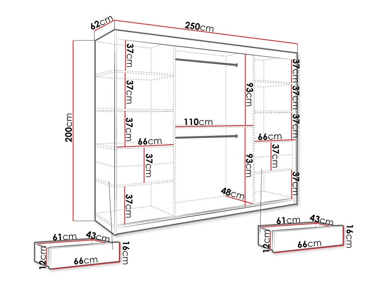 Ormar Hartford 251 (Mat crna + Crni mramor)