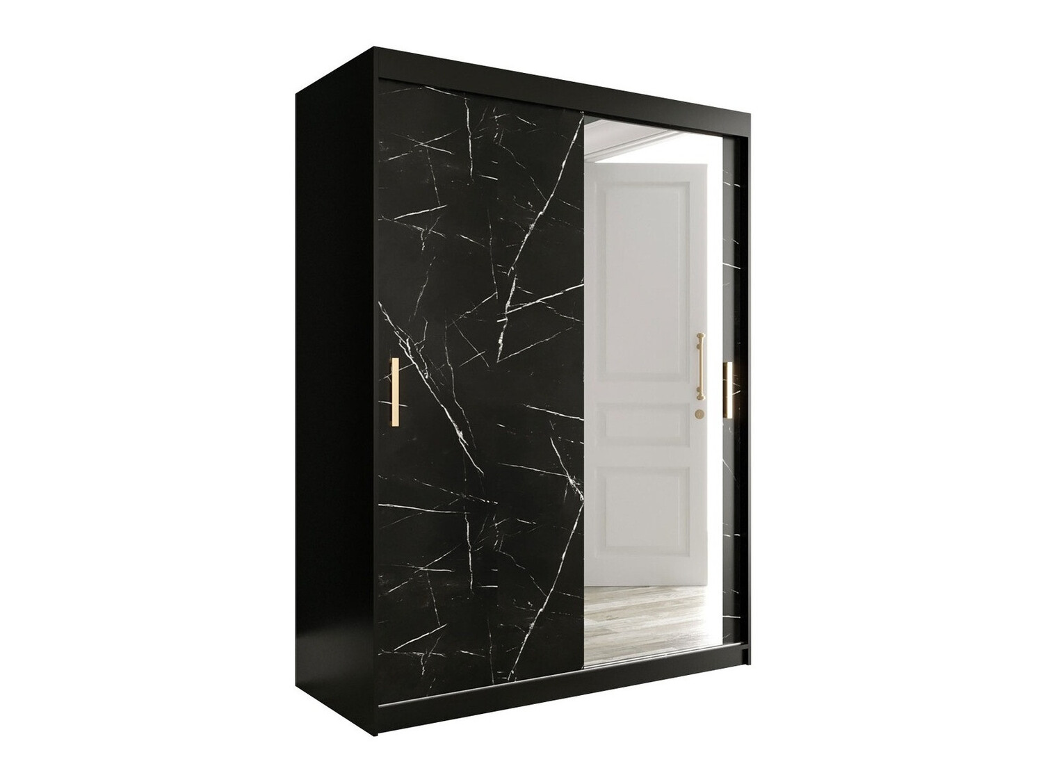 Ormar Hartford 260 (Mat crna + Crni mramor)