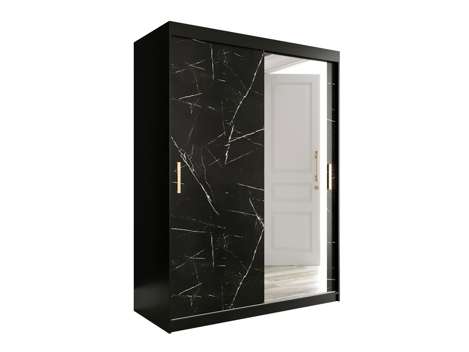 Ormar Hartford 260 (Mat crna + Crni mramor)