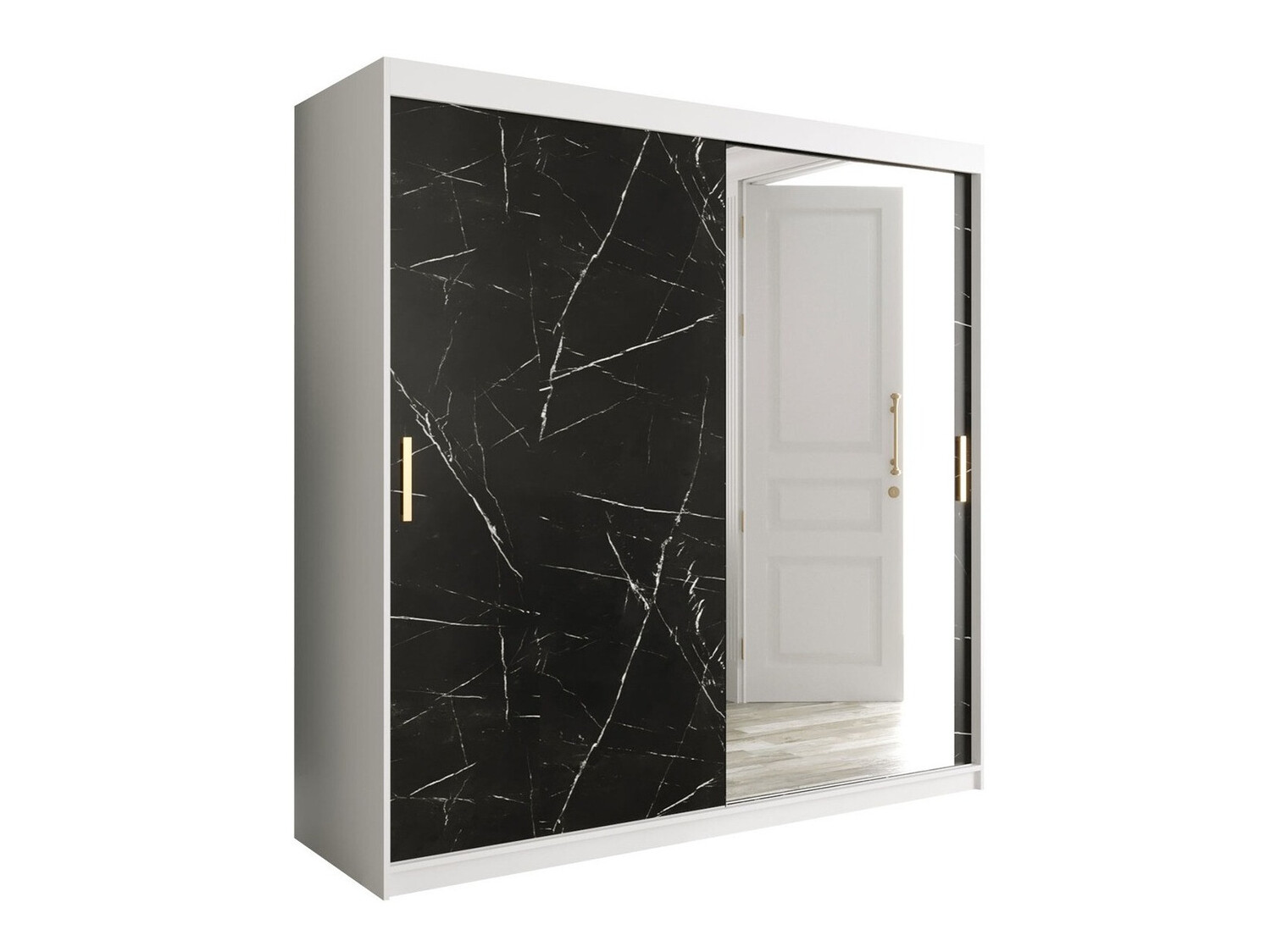 Ormar Hartford 262 (Mat bijela + Crni mramor)