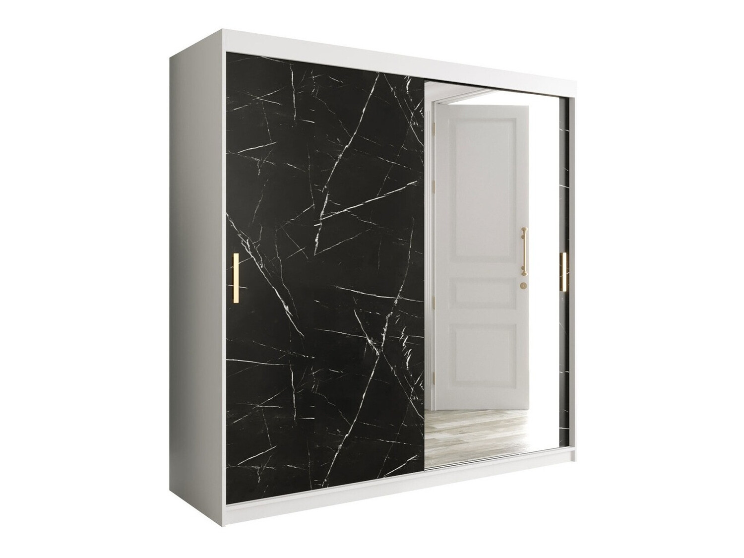 Ormar Hartford 262 (Mat bijela + Crni mramor)