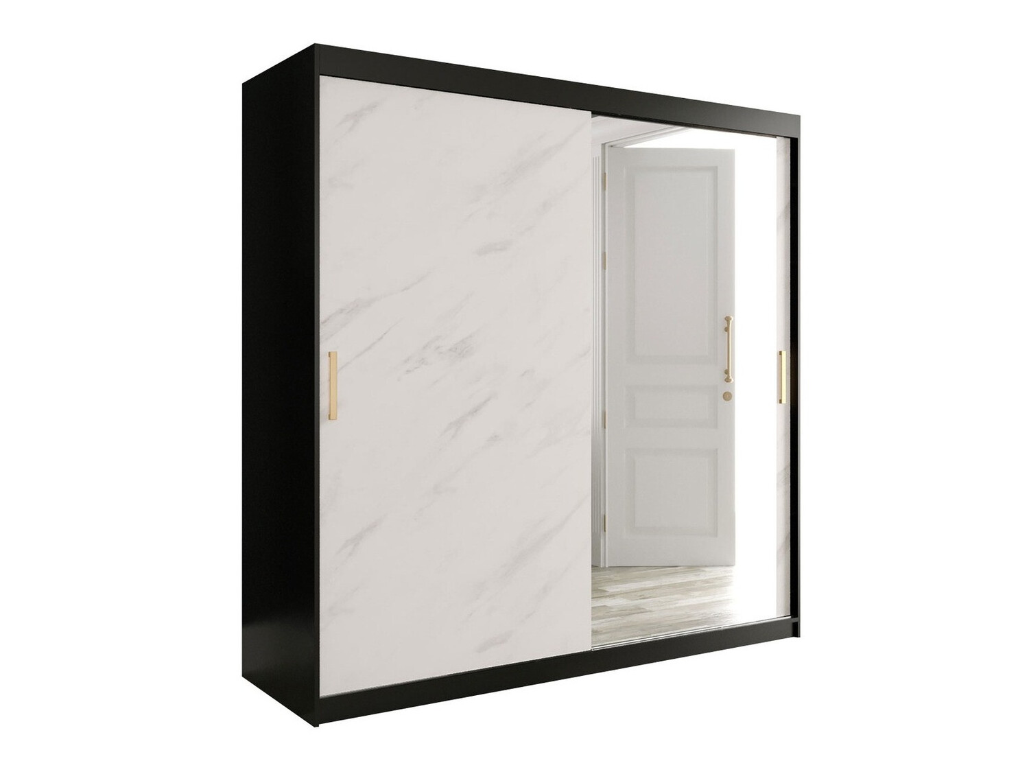 Ormar Hartford 262 (Mat crna + Bijeli mramor)