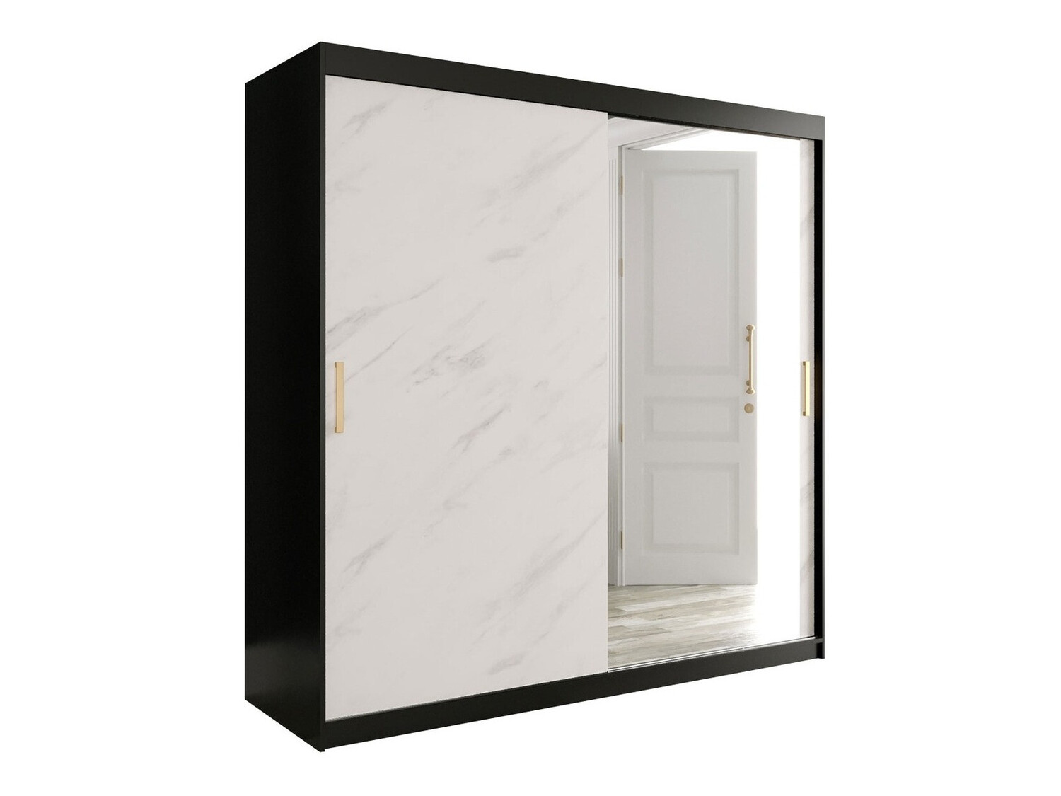 Ormar Hartford 262 (Mat crna + Bijeli mramor)