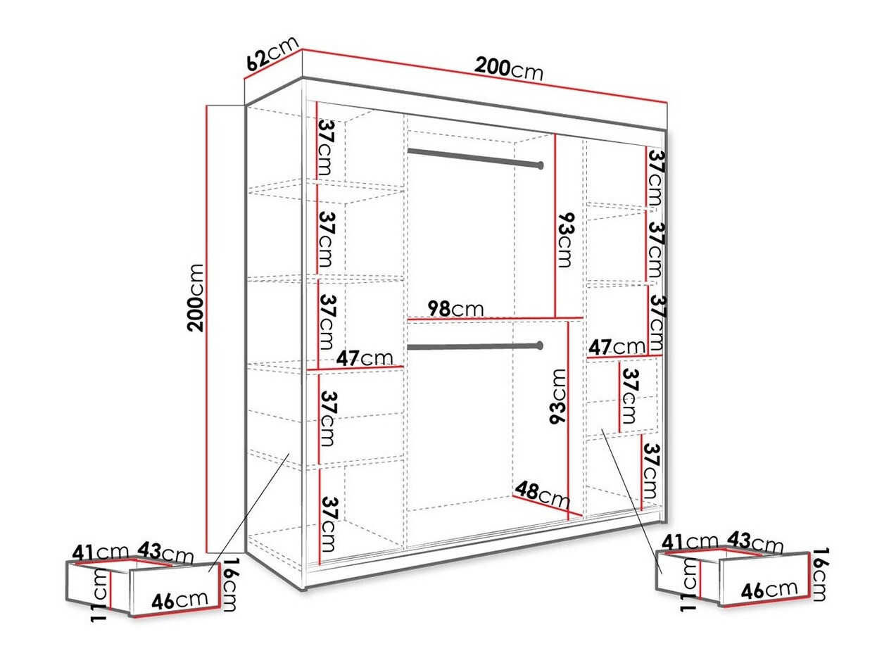 Ormar Hartford 262 (Mat crna + Crni mramor)