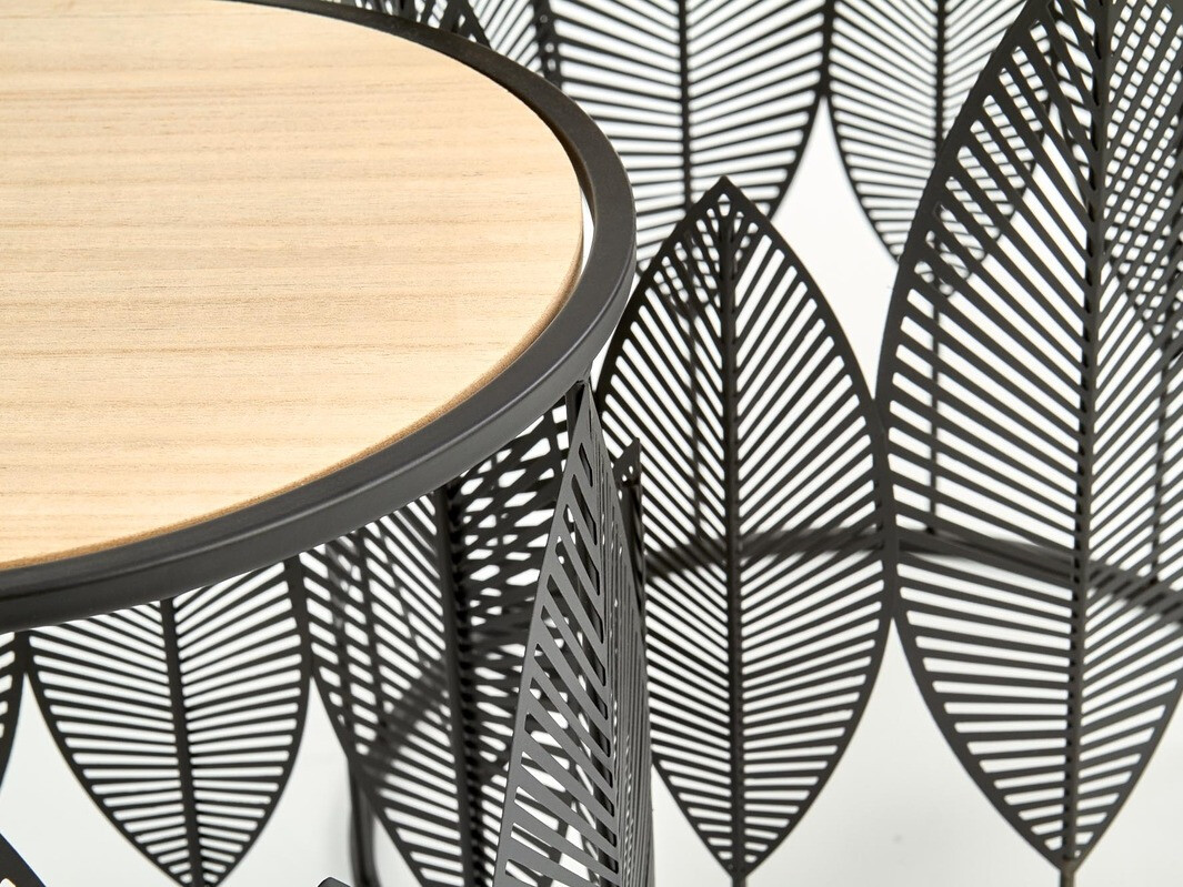 Set pomoćnih stolića Houston 974 (Crna + Svijetlo drvo)