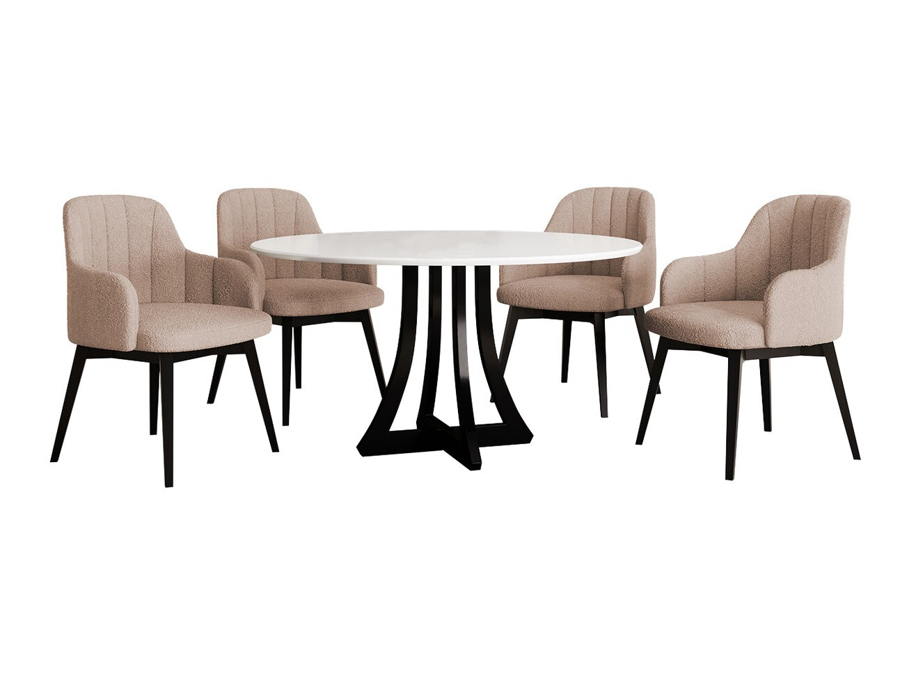 Blagovaonski set Racine 128 (Sjajno bijela + Sjajno crna)