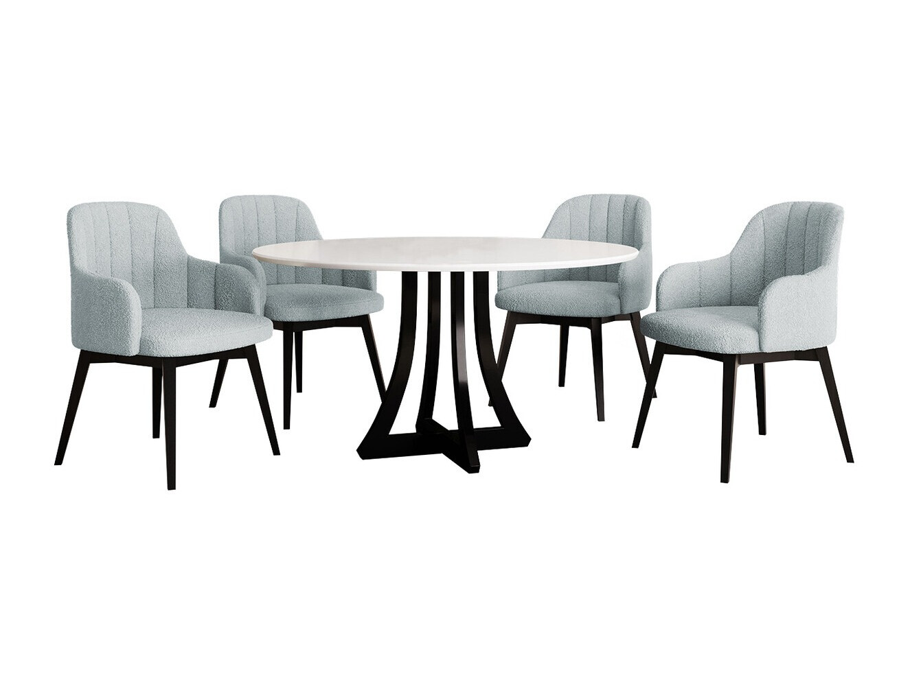 Blagovaonski set Racine 128 (Sjajno bijela + Sjajno crna)