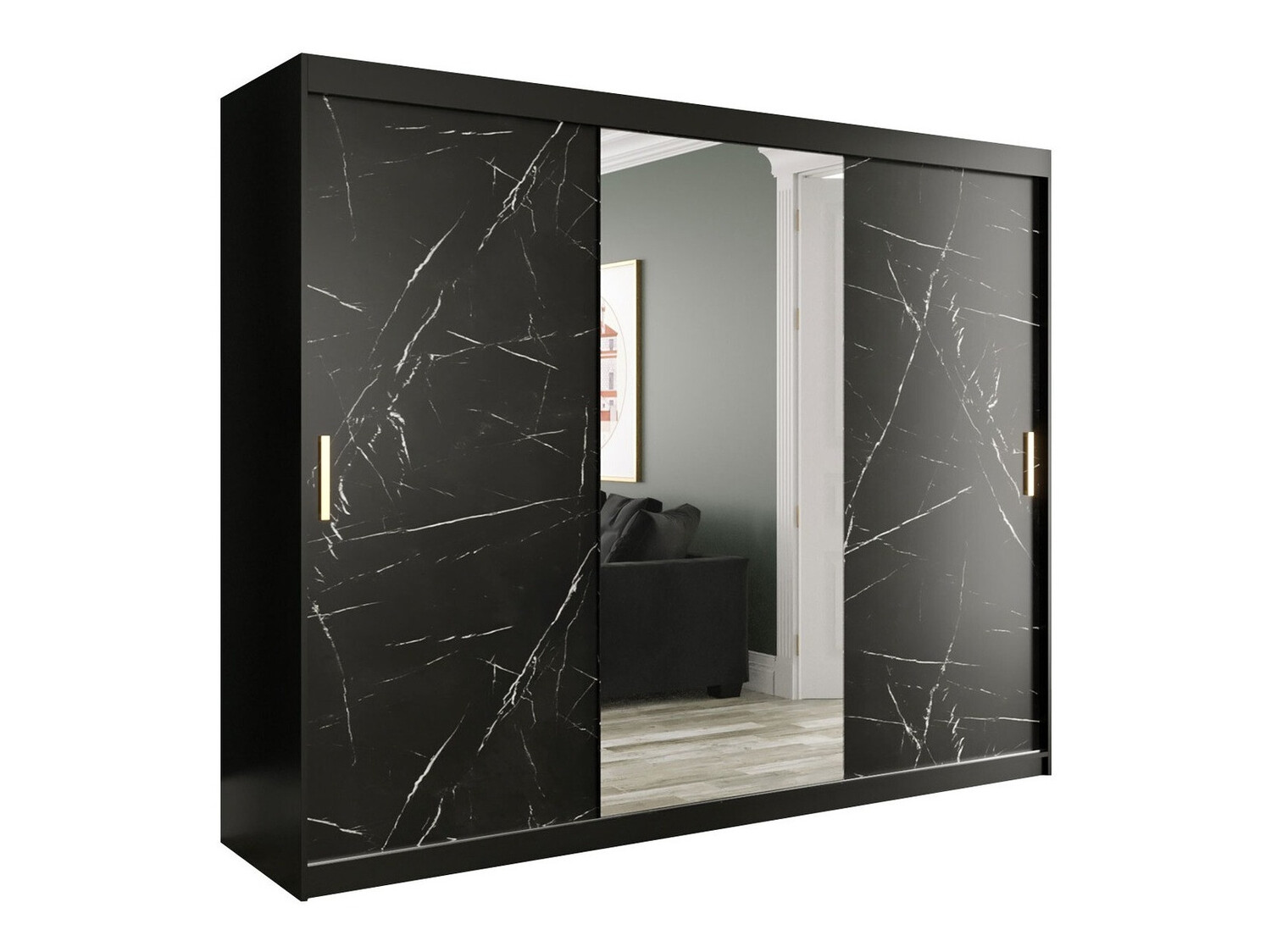 Ormar Hartford 257 (Mat crna + Crni mramor)