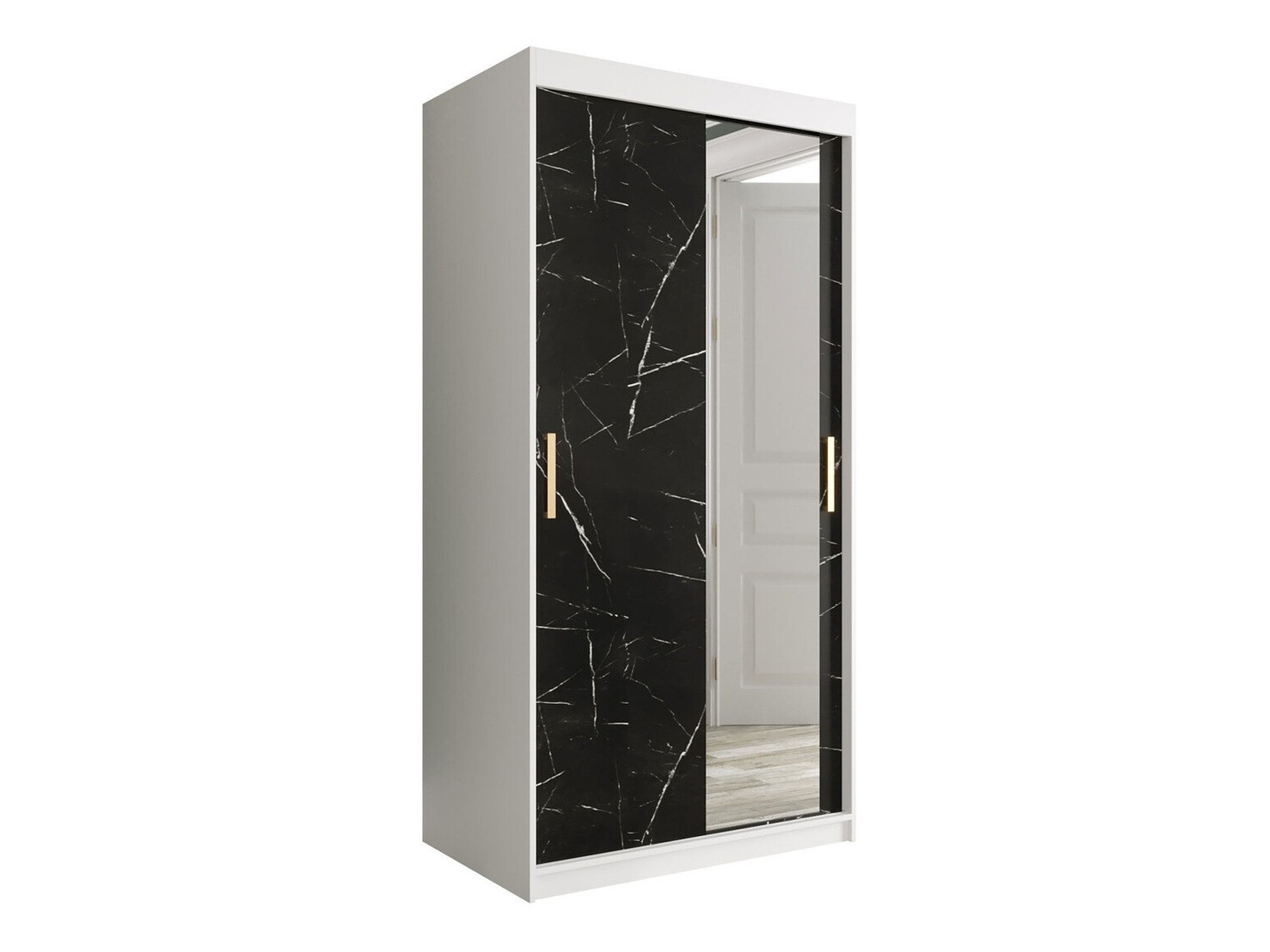 Ormar Hartford 258 (Mat bijela + Crni mramor)