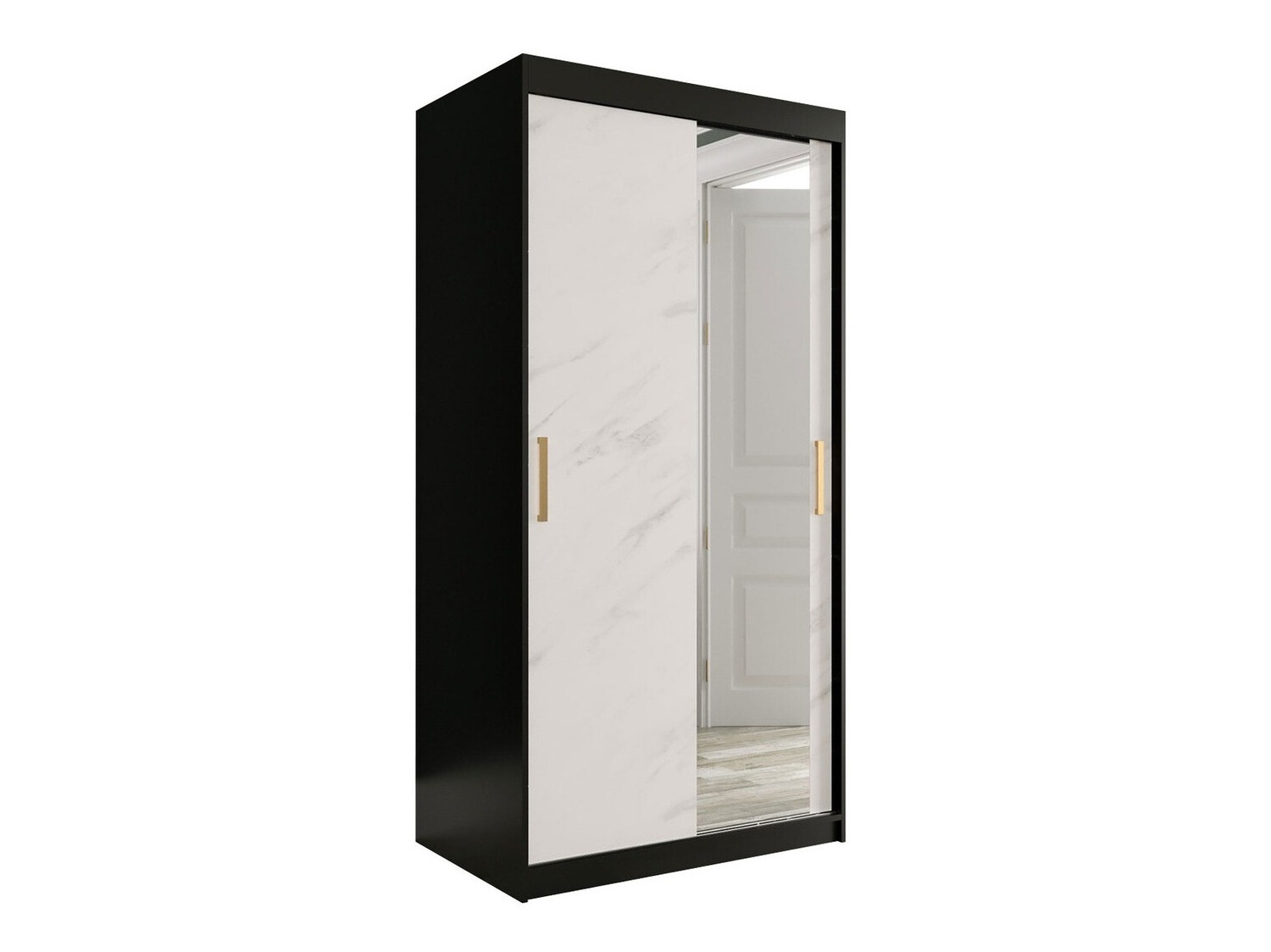 Ormar Hartford 258 (Mat crna + Bijeli mramor)