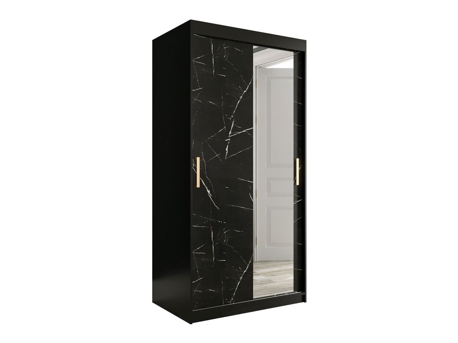 Ormar Hartford 258 (Mat crna + Crni mramor)