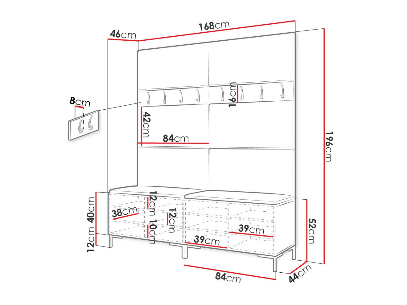 Set za hodnik Nomal II (Bijela)