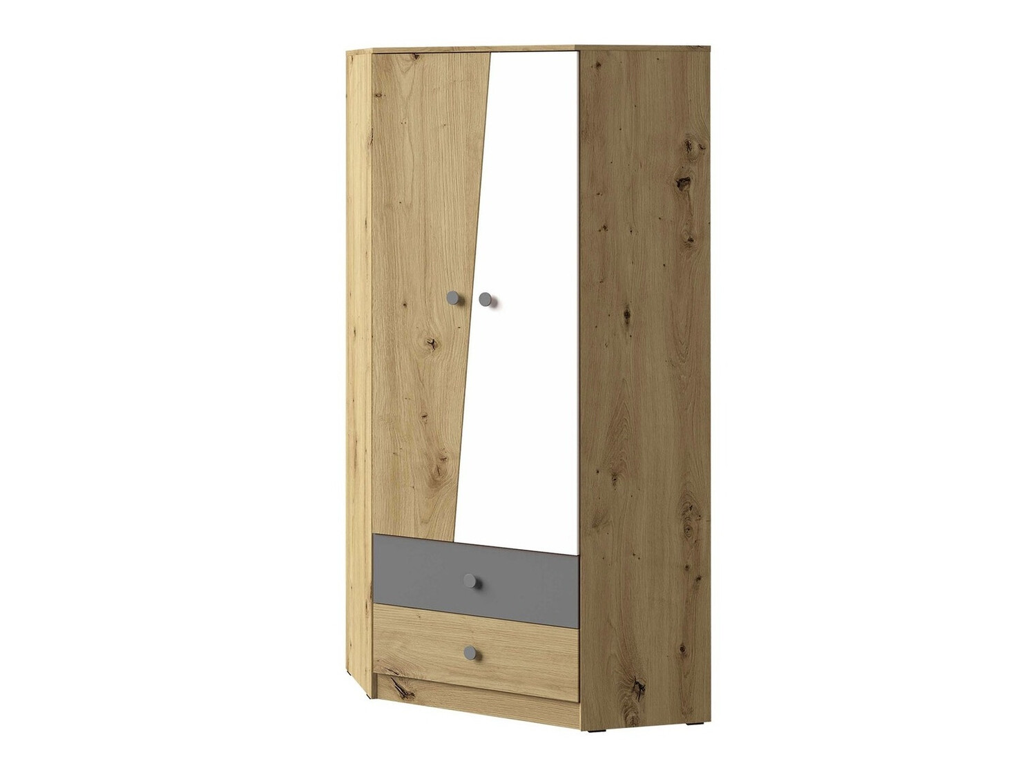 Kutni ormar Almira 101 (Hrast Artisan + Bijela + Siva)