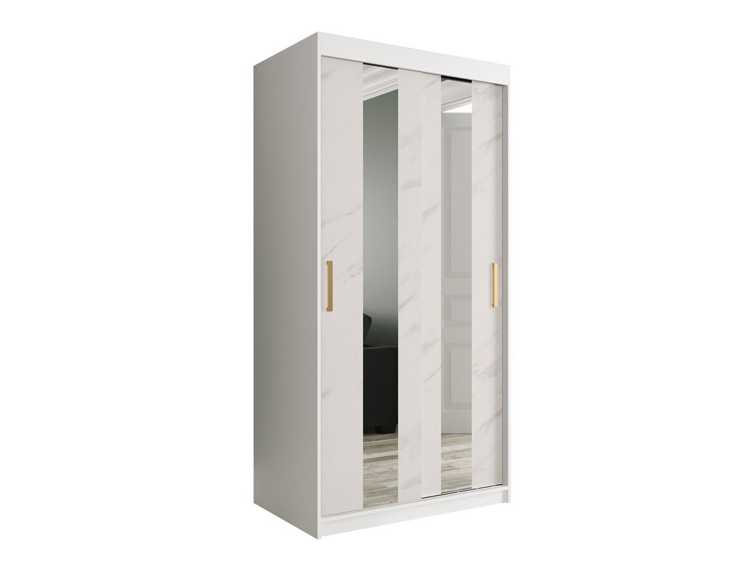 Ormar Hartford 240 (Mat bijela + Bijeli mramor)