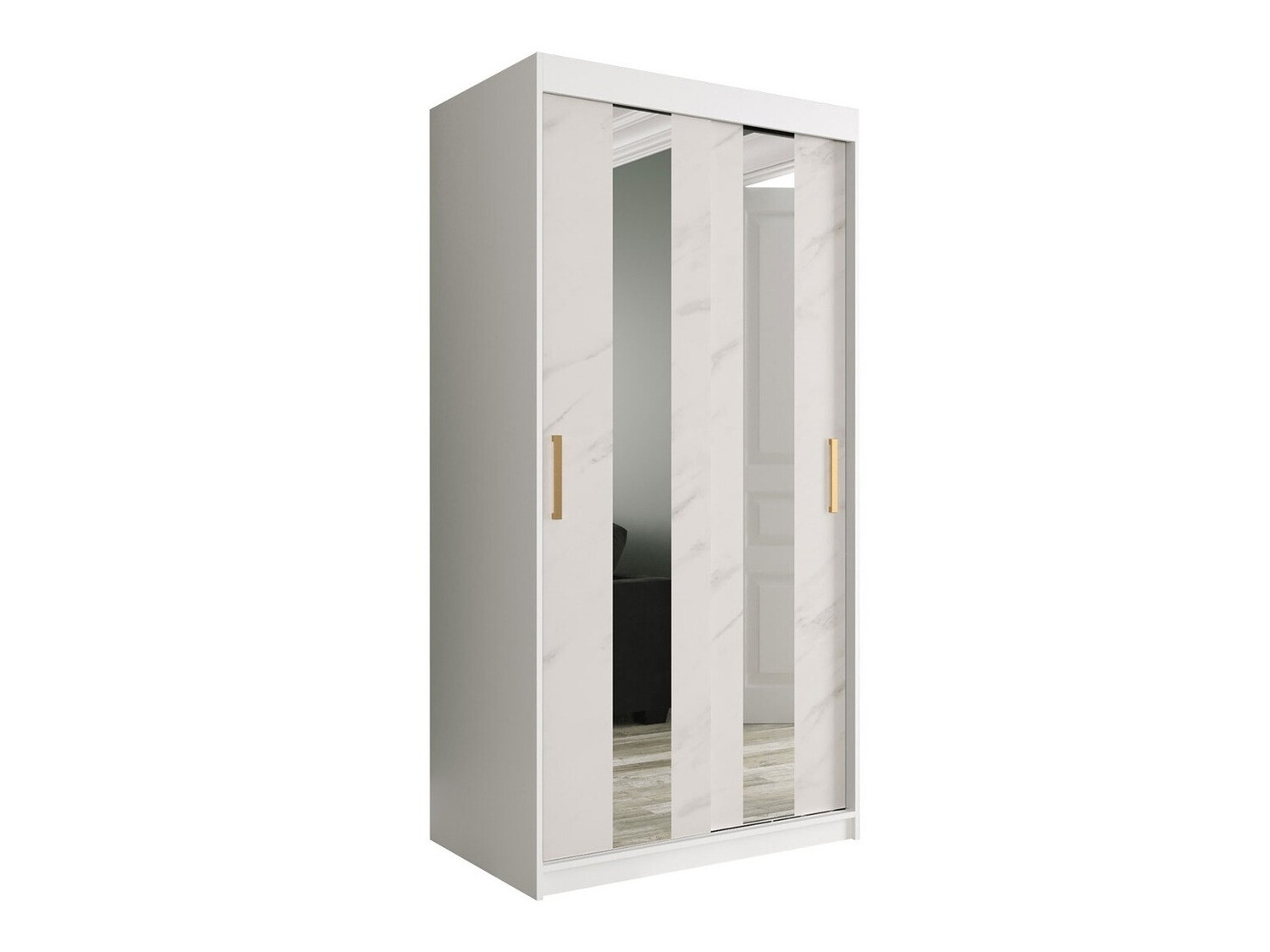 Ormar Hartford 240 (Mat bijela + Bijeli mramor)