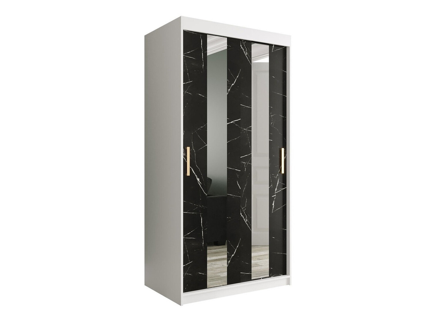 Ormar Hartford 240 (Mat bijela + Crni mramor)