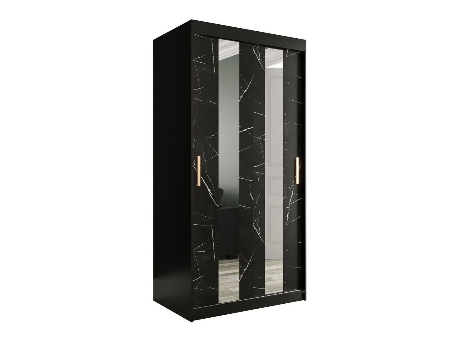 Ormar Hartford 240 (Mat crna + Crni mramor)