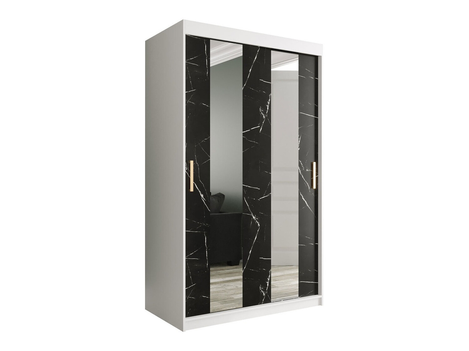 Ormar Hartford 241 (Mat bijela + Crni mramor)