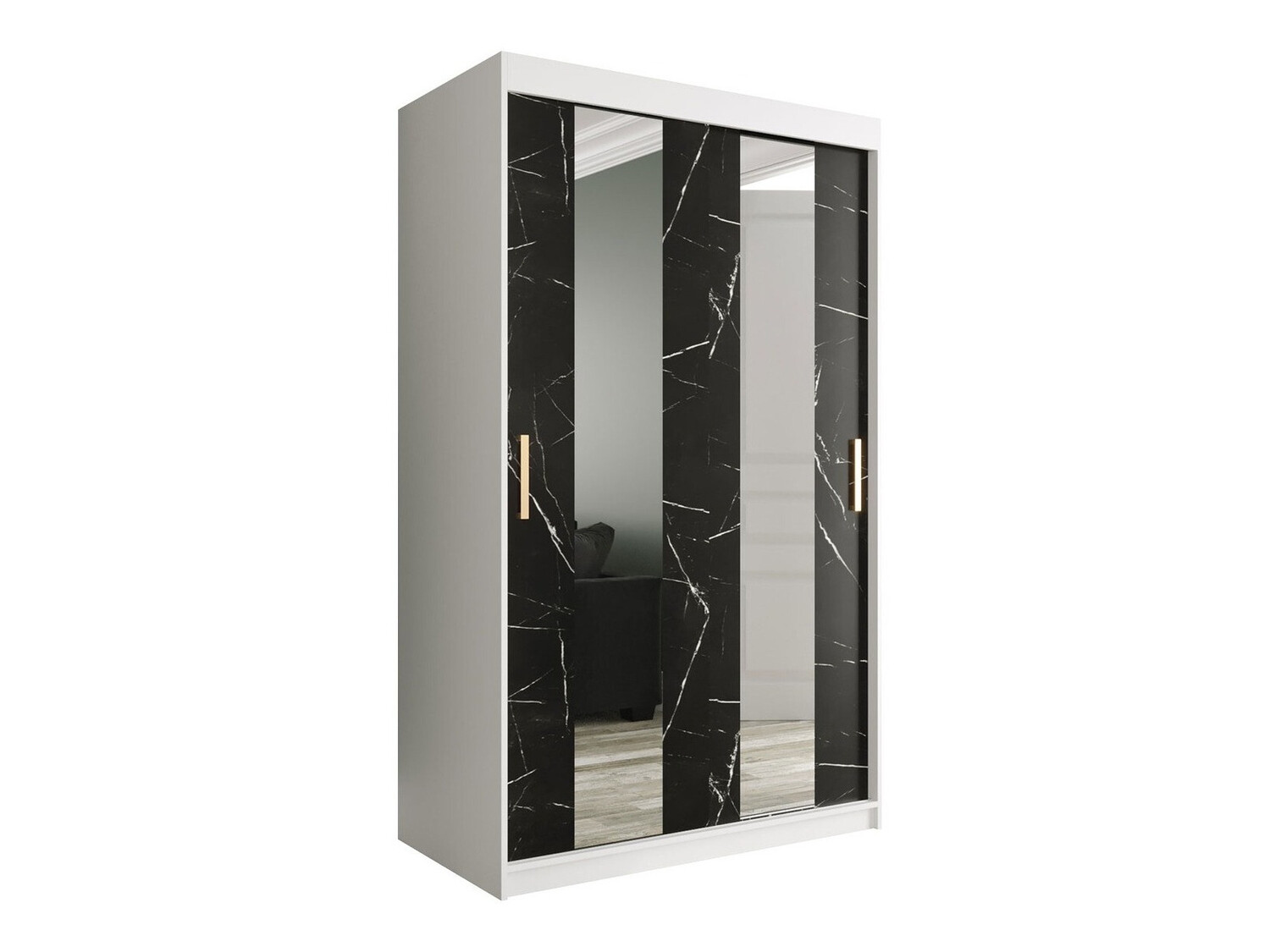 Ormar Hartford 241 (Mat bijela + Crni mramor)