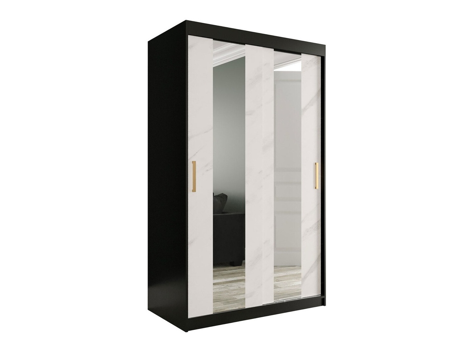 Ormar Hartford 241 (Mat crna + Bijeli mramor)