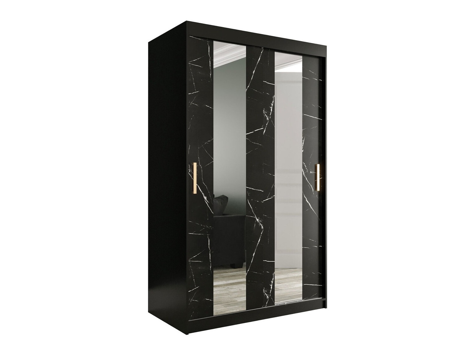 Ormar Hartford 241 (Mat crna + Crni mramor)