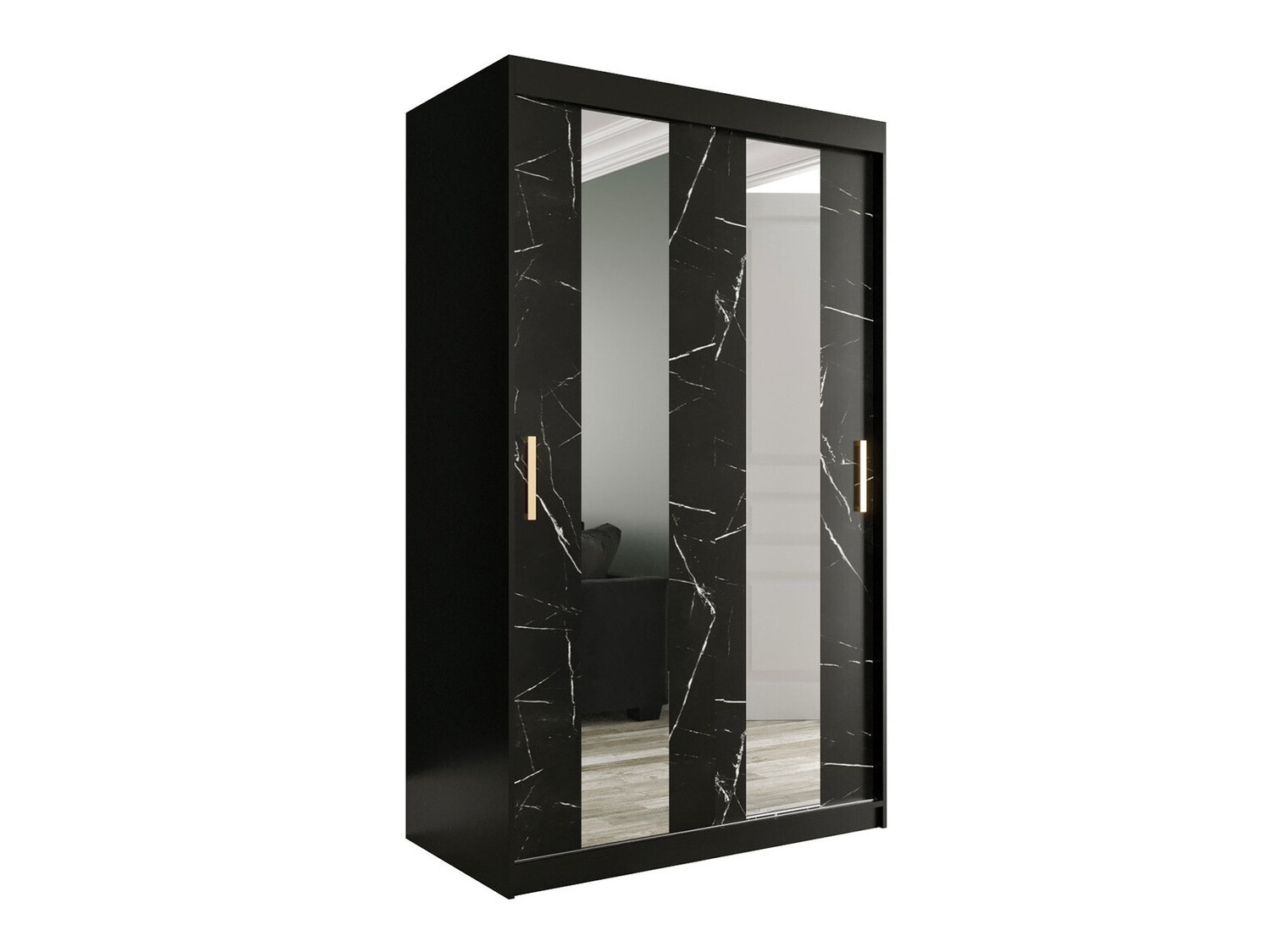 Ormar Hartford 241 (Mat crna + Crni mramor)