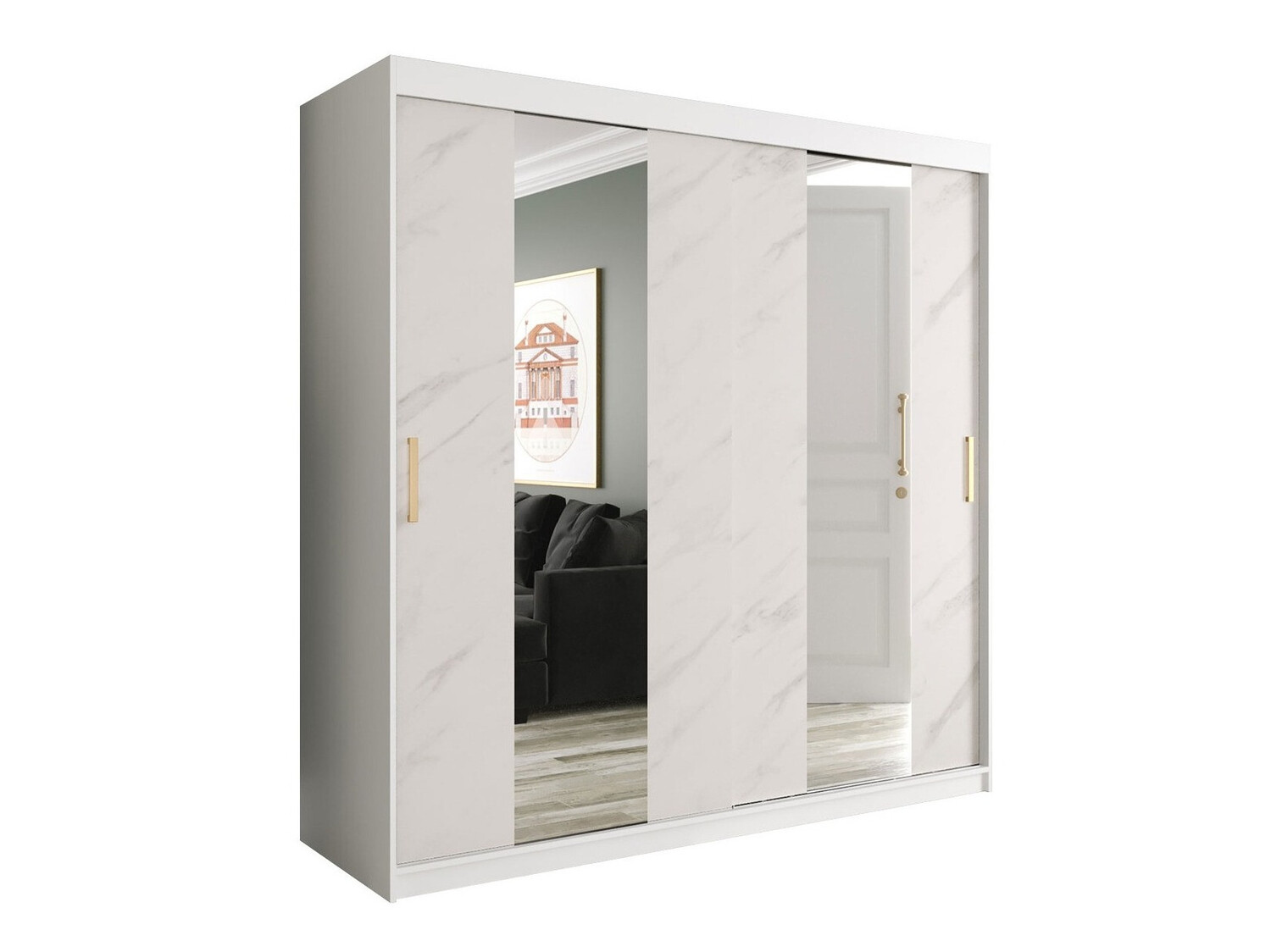 Ormar Hartford 244 (Mat bijela + Bijeli mramor)