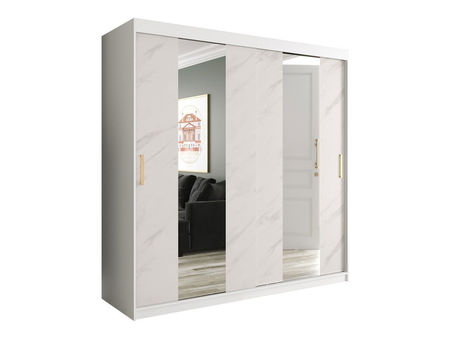 Ormar Hartford 244 (Mat bijela + Bijeli mramor)