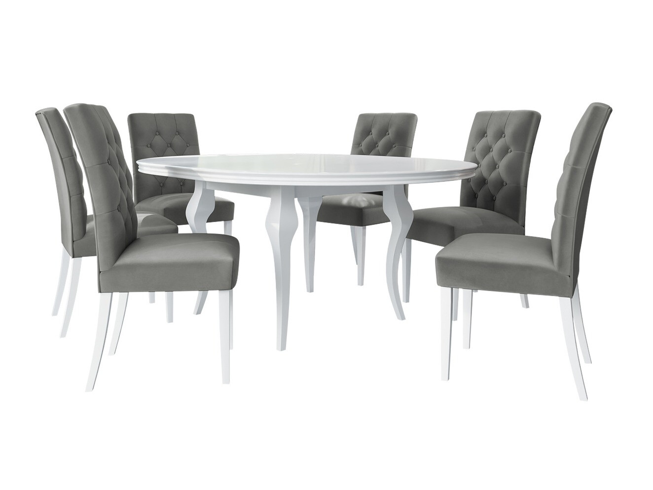 Blagovaonski set Racine 129 (Sjajno bijela + Magic Velvet 2217)