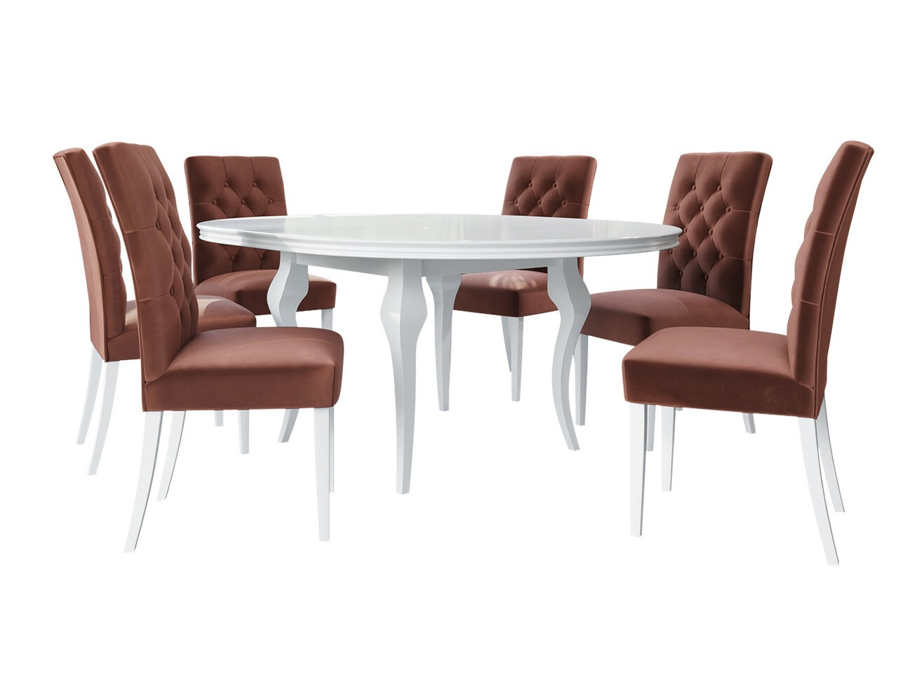 Blagovaonski set Racine 129 (Sjajno bijela + Magic Velvet 2258)