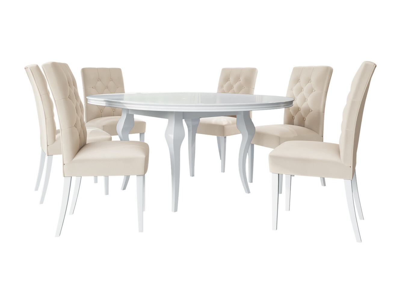 Blagovaonski set Racine 138 (Sjajno bijela + Magic Velvet 2250)