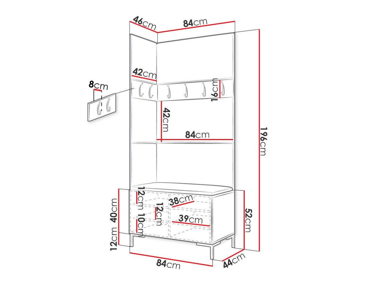 Set za hodnik Nomal IV (Bijela)