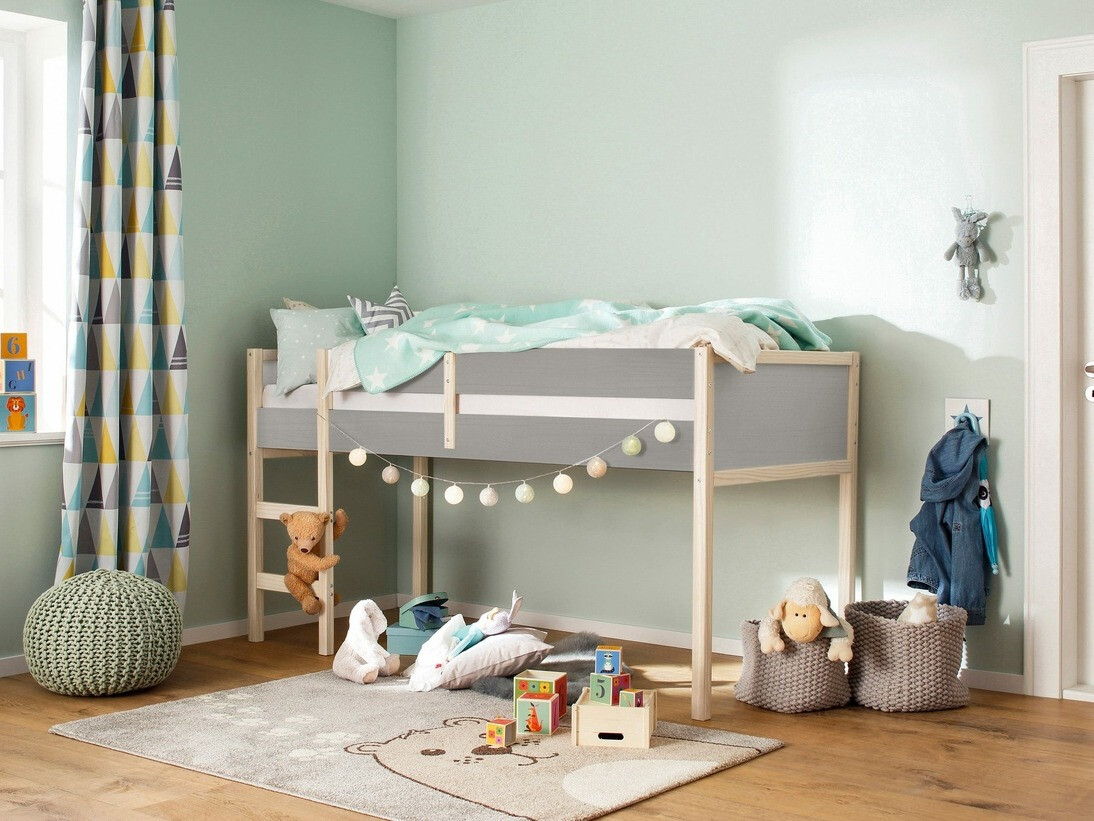 Krevet na platformi Fenmele 103 (Siva + Svijetlo drvo)