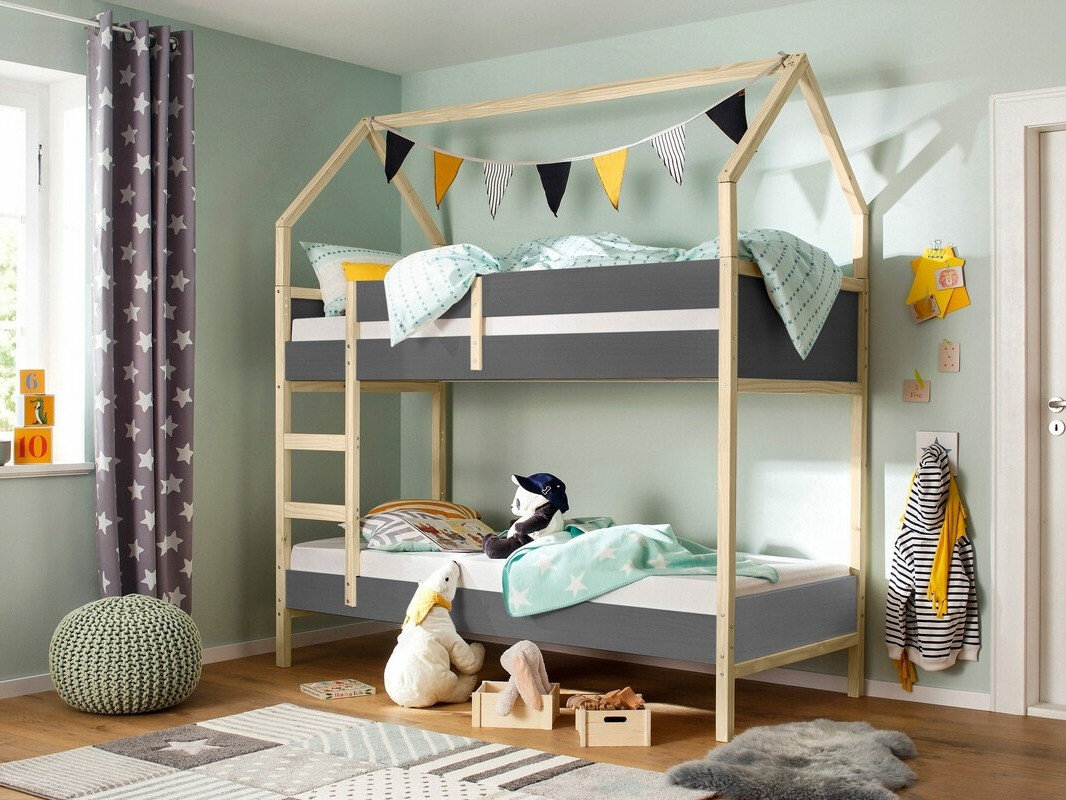 Krevet na platformi Fenmele 104 (Siva + Svijetlo drvo)