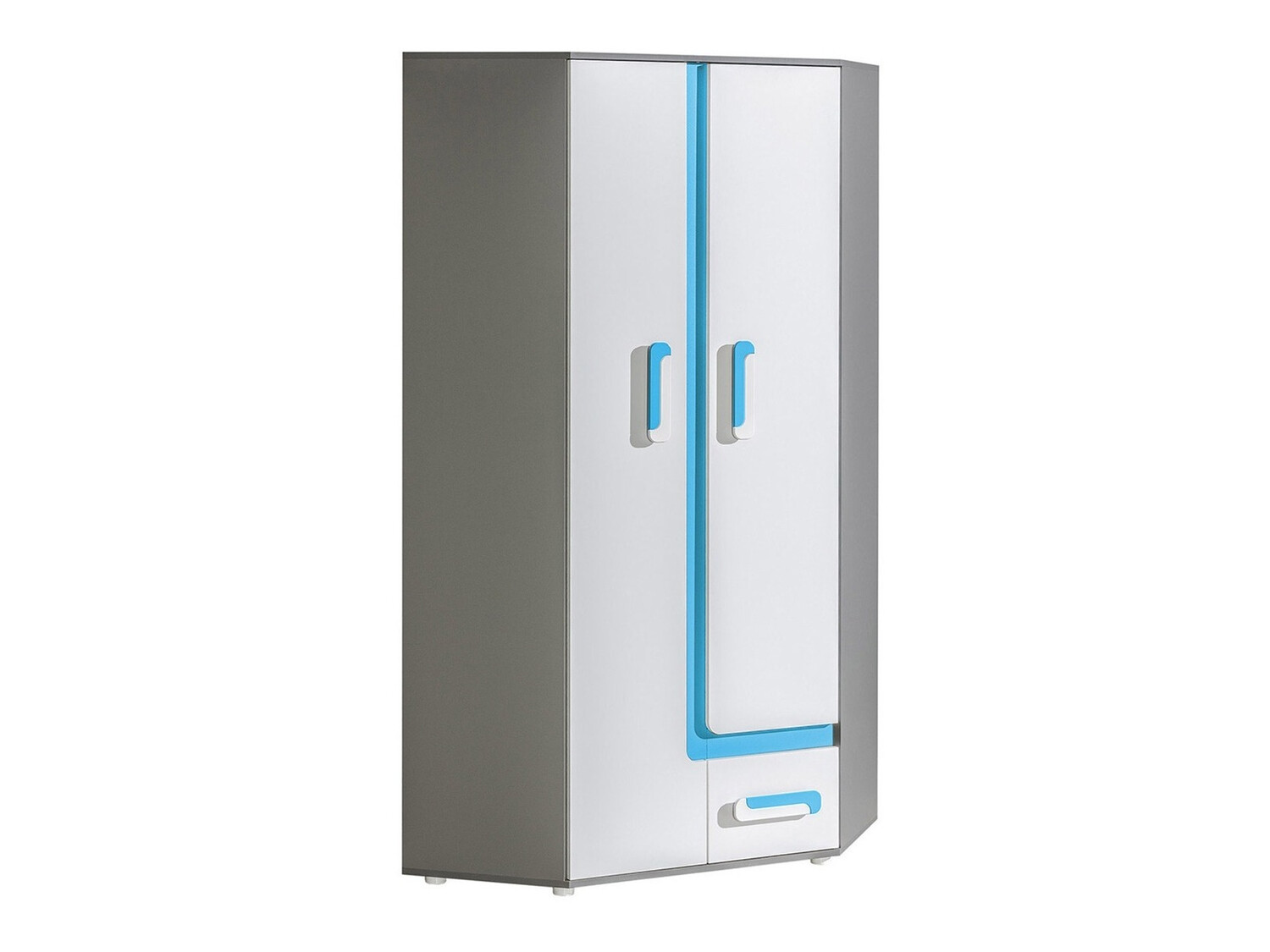 Kutni ormar Levtala 102 (Antracit + Bijela + Tirkizna)