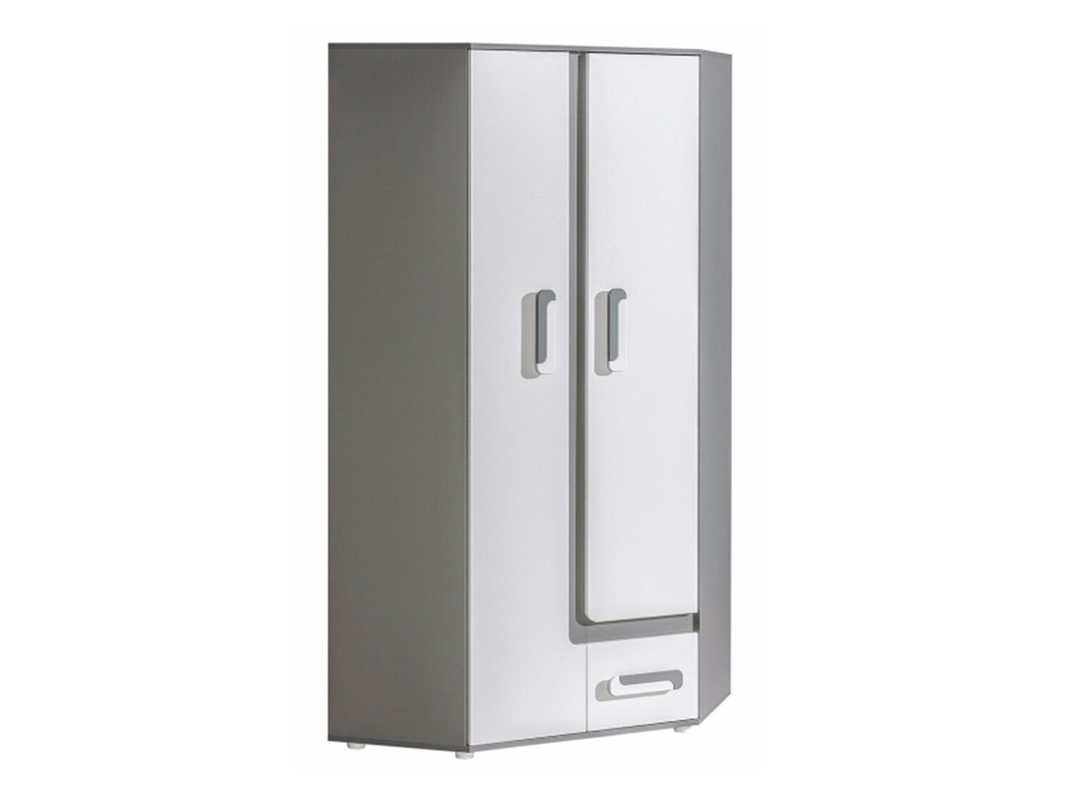 Kutni ormar Levtala 102 (Antracit + Bijela)