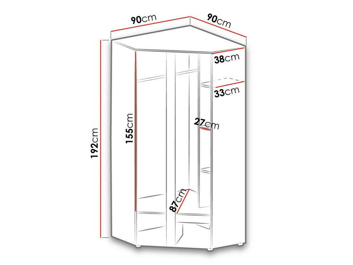 Kutni ormar Levtala 102 (Antracit + Bijela)