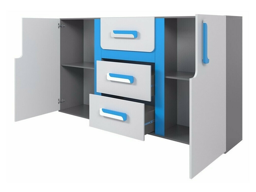 Komoda Levtala 107 (Antracit + Bijela + Ružičasta)