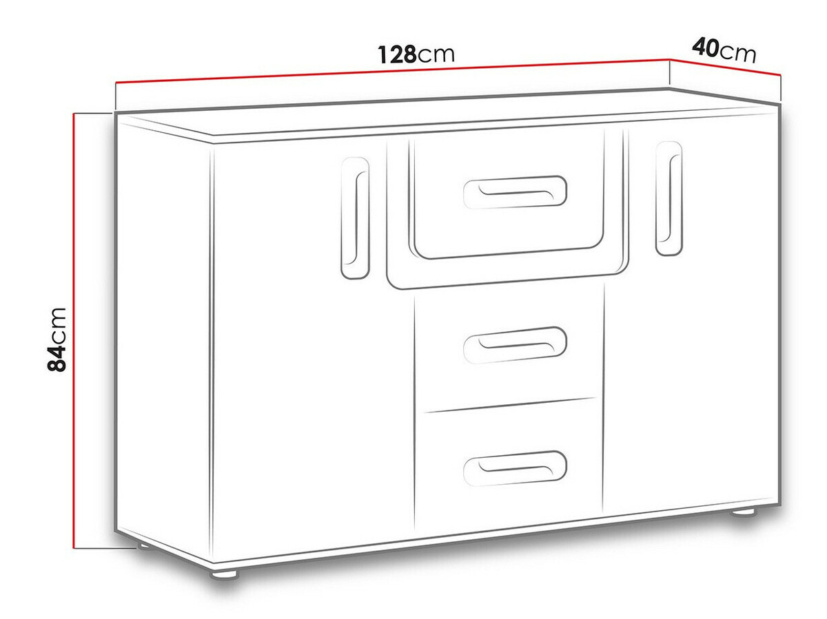 Komoda Levtala 107 (Antracit + Bijela + Ružičasta)