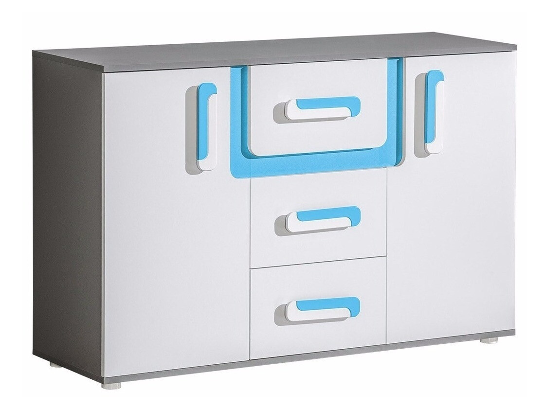 Komoda Levtala 107 (Antracit + Bijela + Tirkizna)