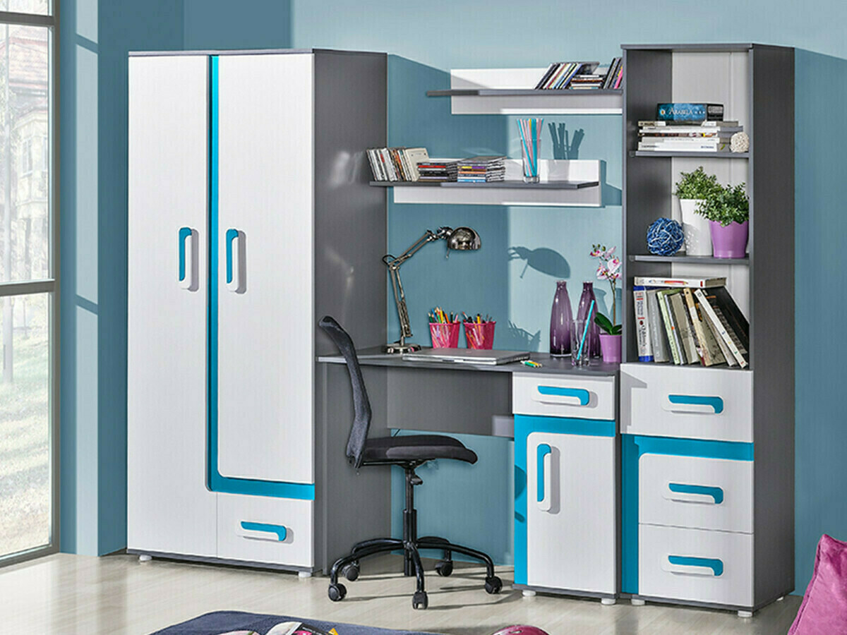 Polica Levtala 103 (Antracit + Bijela + Tirkizna)