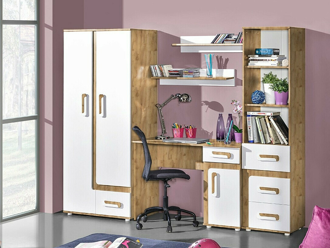 Polica Levtala 105 (Svijetli hrast + Bijela)