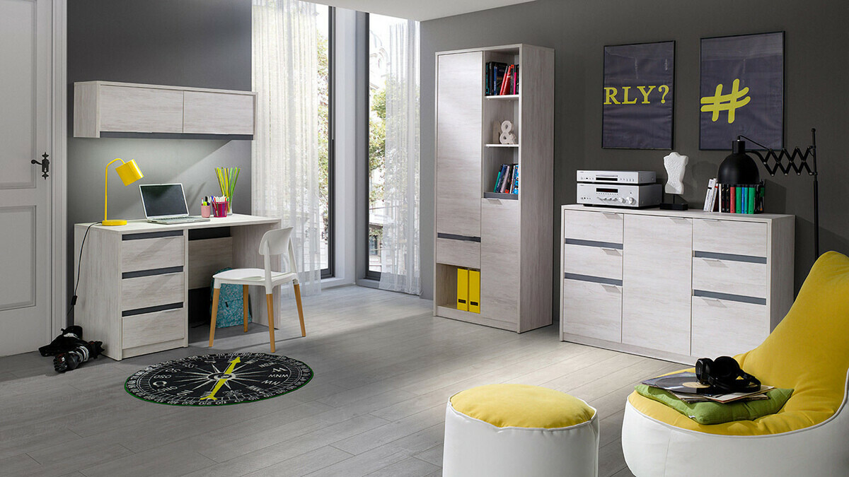 Komoda Fivelbo 101 (Hrast Monastery + Sjajno crna)