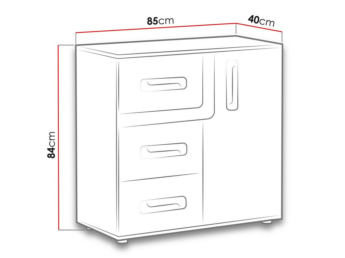 Komoda Levtala 108 (Antracit + Bijela + Tirkiz)