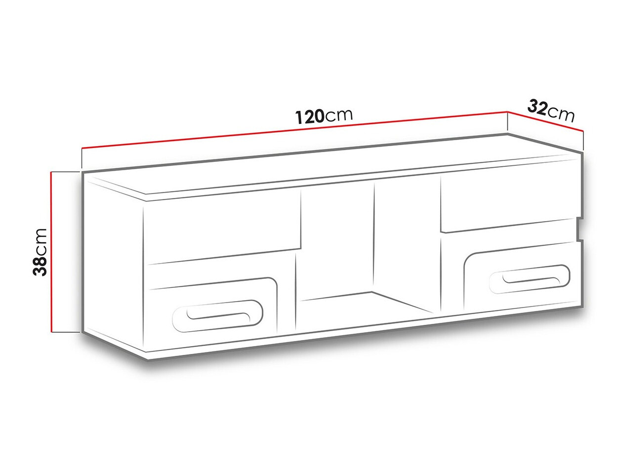 Zidna polica Levtala 110 (Antracit + Bijela + Tirkiz)