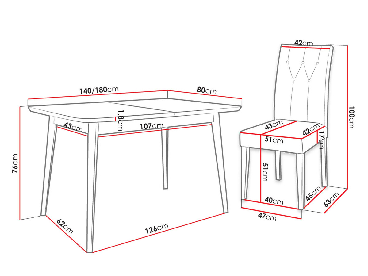Blagovaonski set Racine 144 (Crna + Magic Velvet 2217)