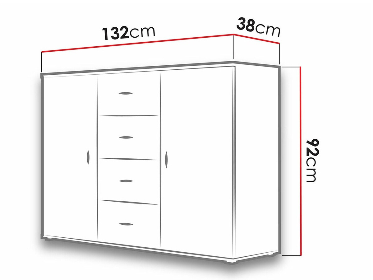 Komoda Charlotte 118 (Hrast Lefkas + Crna)