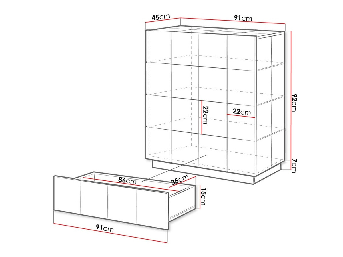 Komoda Charlotte 133 (Sjajno crna)